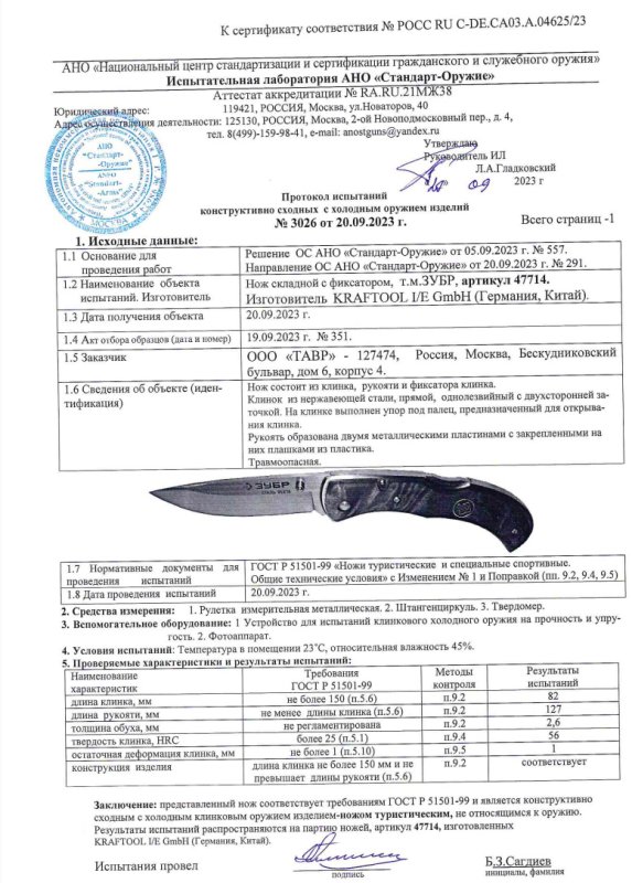 Нож складной с фиксатором KRAFTOOL ЗУБР 47714