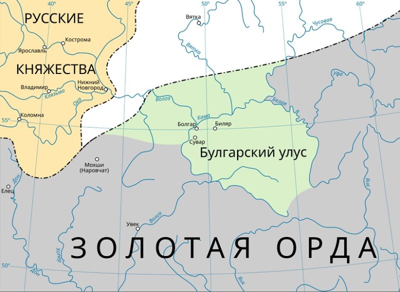 Территория булгар в составе Золотой Орды в XIII-XV вв.