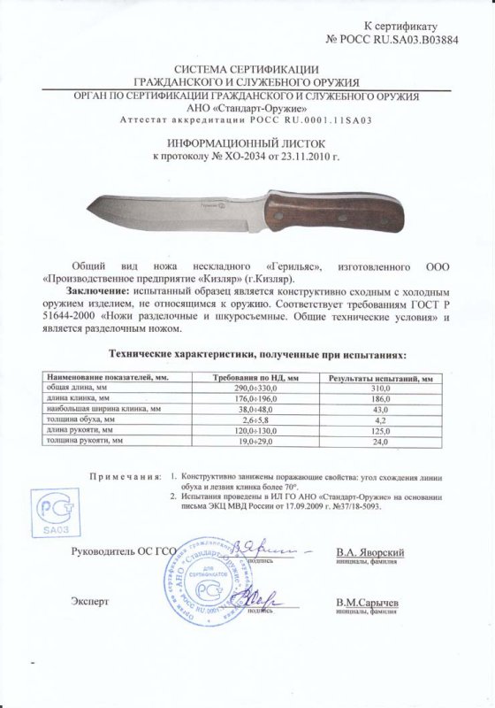 Нож нескладной ООО ПП Кизляр «Герильяс»