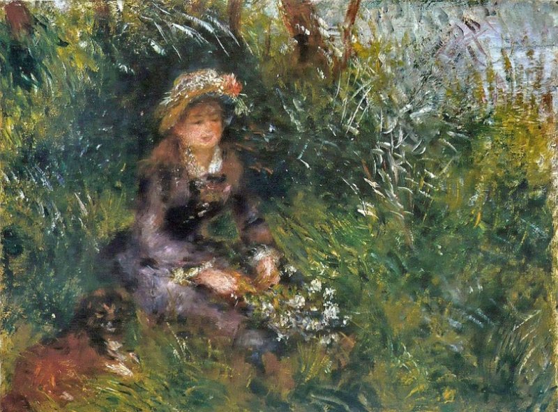 Жена художника с собакой. Пьер Ренуар, 1880 г.