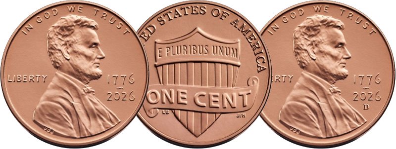 Монеты Филадельфии (слева) и Денвера (справа)