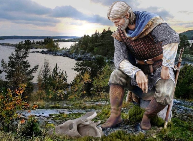 Вещий Олег у черепа своего коня. Современный рисунок