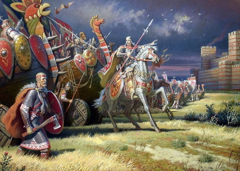 Войско Олега у врат Царьграда. Современный рисунок