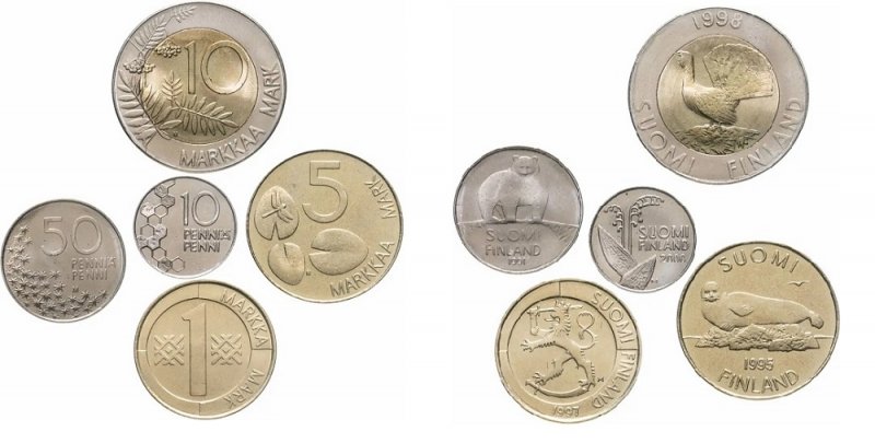Циркуляционные монеты Финляндии 1991-2000 гг