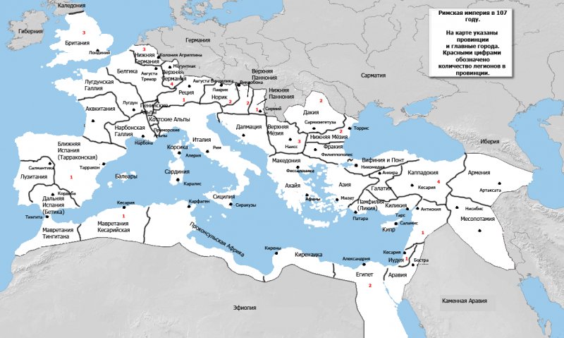 Провинции Римской империи в 107 году н.э.