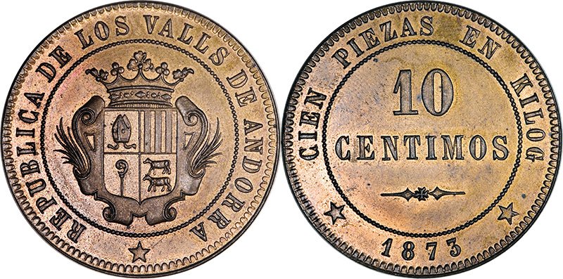 Пробные 10 сентимов 1873 года