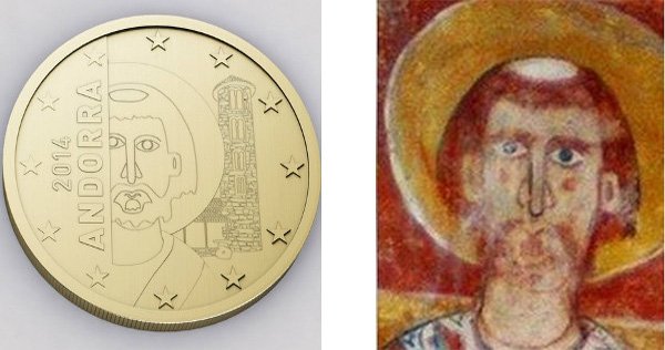 Святой на монете и на храмовой росписи