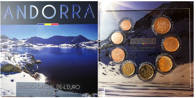 Официальный набор разменных монет Андорры 2023 года