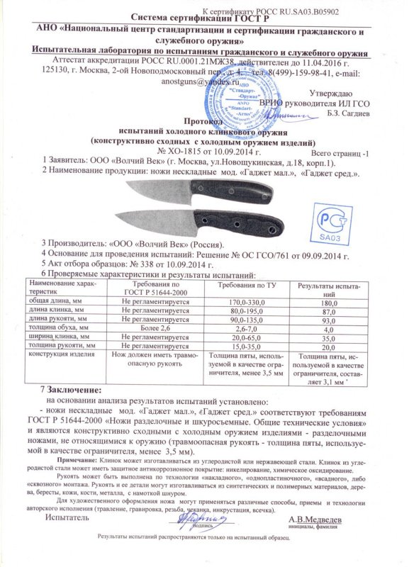 Ножи нескладные «Волчий Век» «Гаджет мал.» и «Гаджет сред.»