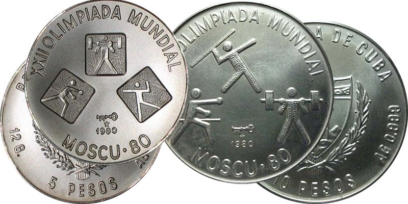 Серебряные монеты Кубы «XXII летние Олимпийские Игры, Москва 1980»