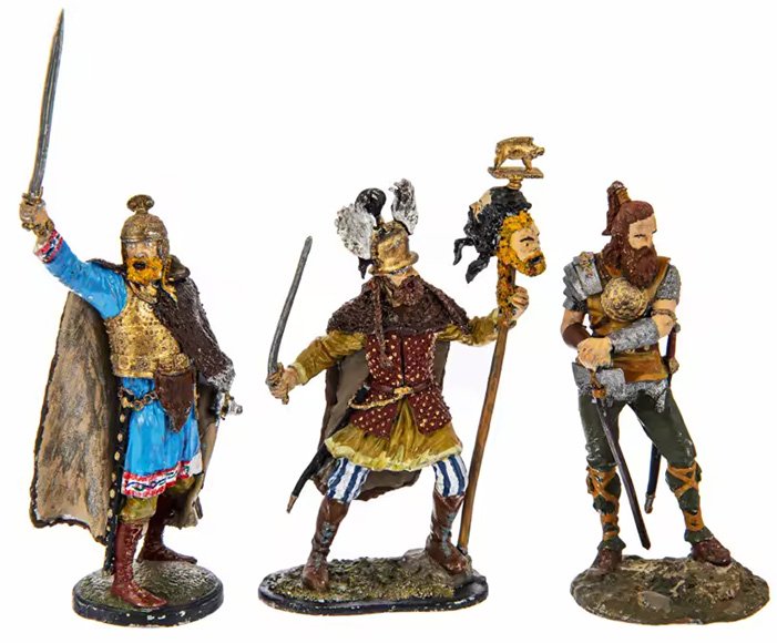 Набор из 3 оловянных солдатиков «Античные варвары: кельт, галл и германец»