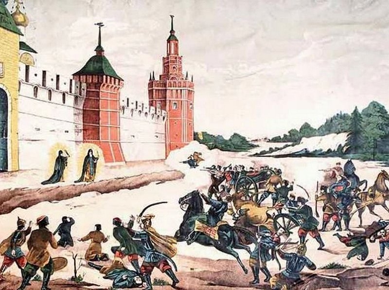Осада Троицкого монастыря. Литография XIX в.