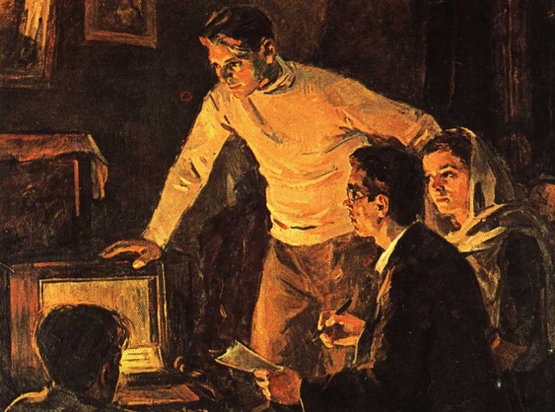 Молодогвардейцы слушают Москву. Картина 1950-х гг.