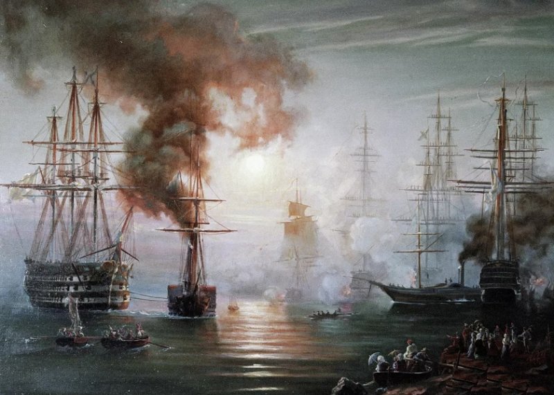 Синопский бой. Картина 1850-х гг.