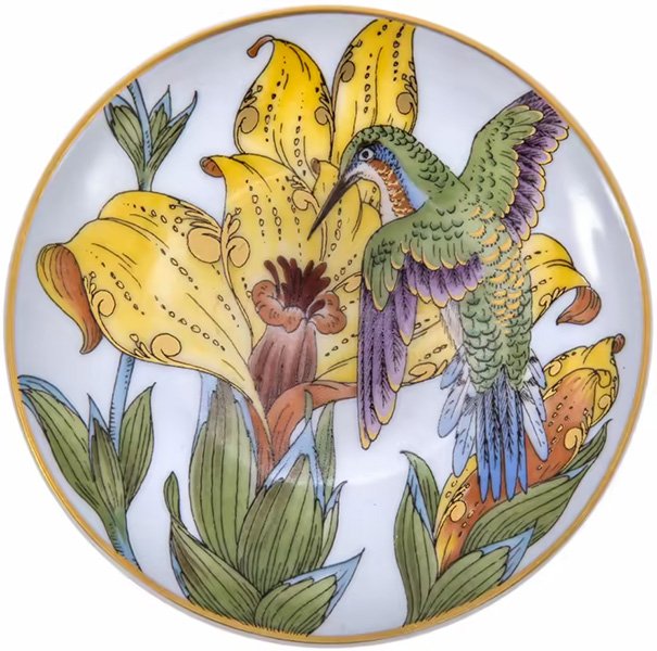 Блюдце декоративное с изображением цветка и колибри Hutschenreuther AG
