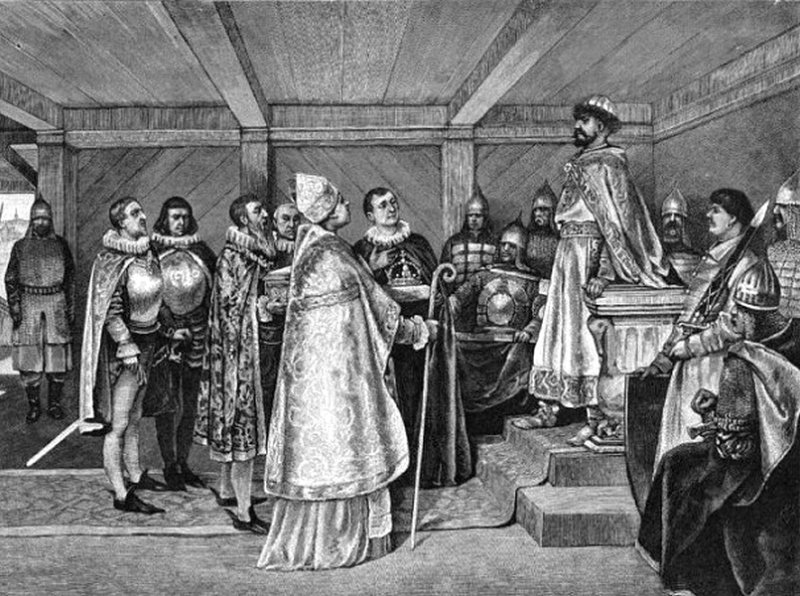Подношении Даниилу Галицкому королевской короны. Рисунок 1894 г.