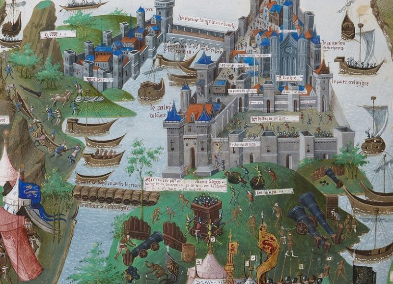 Осада Константинополя османами. Гравюра 1455 г.