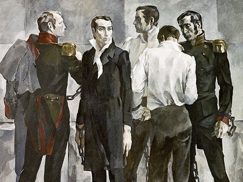 Пятеро казненных декабристов. Эскиз росписи Петропавловской крепости   1971 г.
