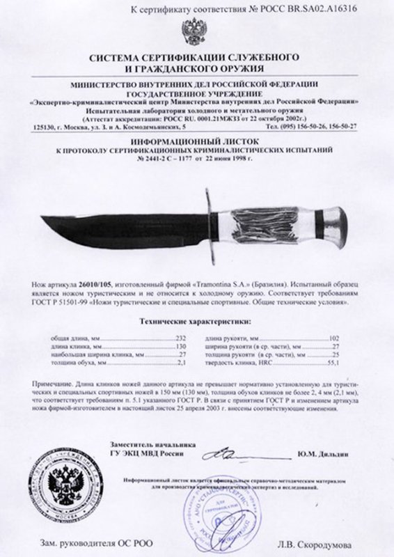 Нож нескладной Tramontina «26010-105»