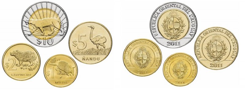 Циркуляционные монеты Уругвая образца 2011 года