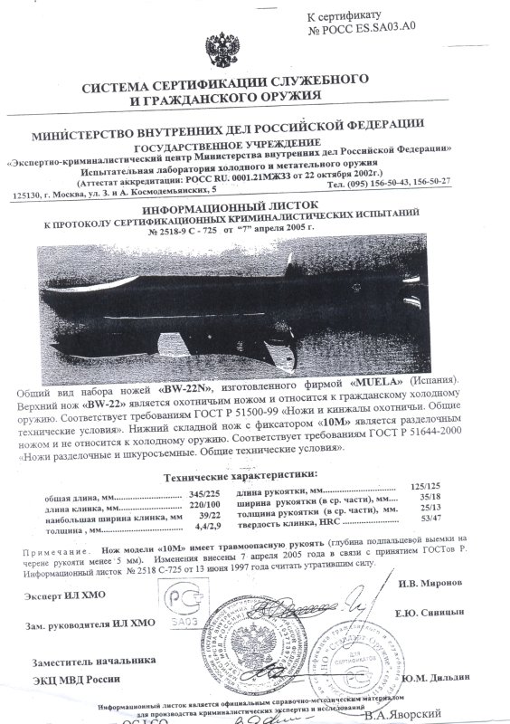 Набор Muela «BW-22N» из нескладного ножа «BW-22» и ножа складного с фиксатором «10M»