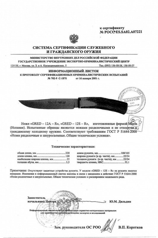 Ножи нескладные Muela «GRED-12A-R» и «GRED-12S-R»