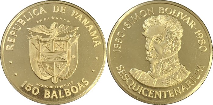 150 бальбоа 1980 года «150 лет со дня смерти Симона Боливара»