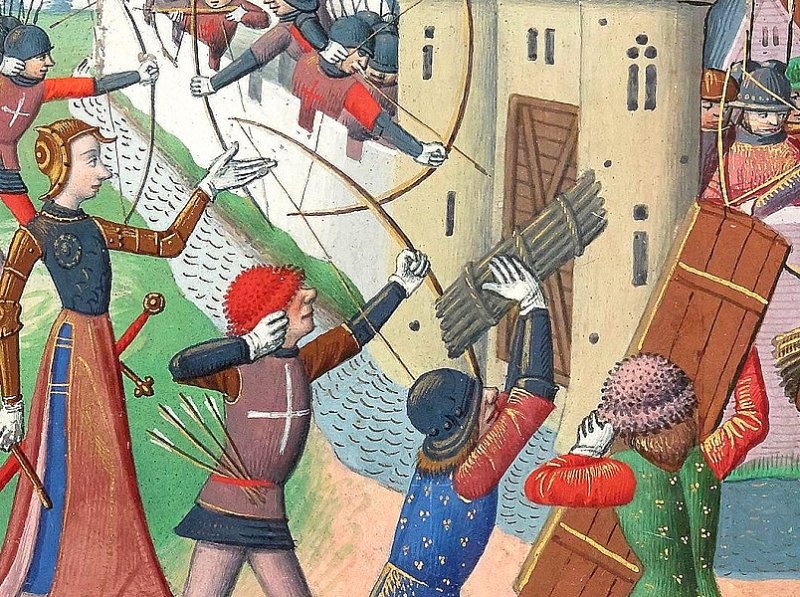 Жанна Д'Арк при осаде Парижа. Миниатюра 1484 г.