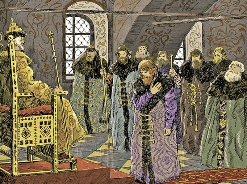 Думские бояре перед царем. Современный рисунок