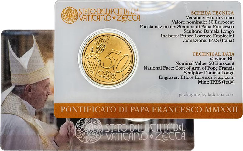 50 евроцентов Ватикана в блистере
