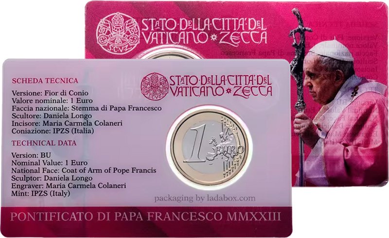 1 евро Ватикана в блистере