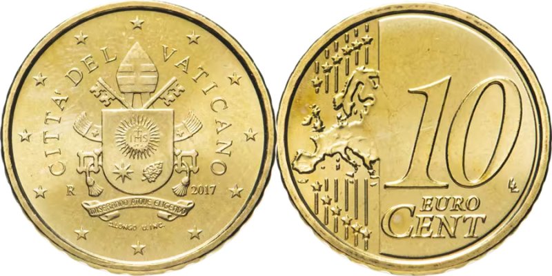 10 евроцентов Ватикана