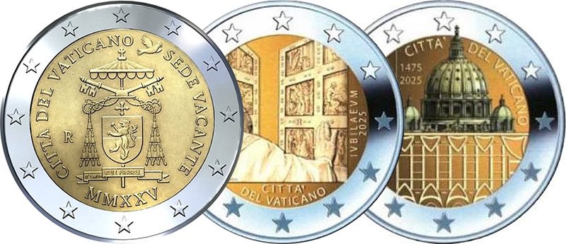Анонсированный вид юбилейных 2 евро Ватикана 2025 года
