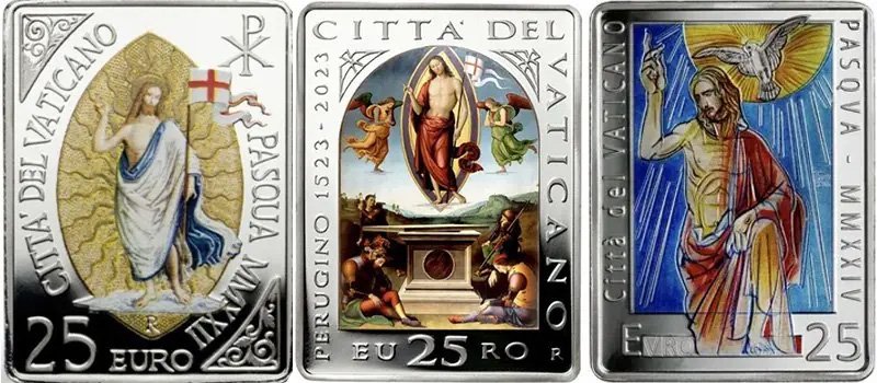 Монеты Ватикана «Пасха Воскресения» 2022-2024 гг.