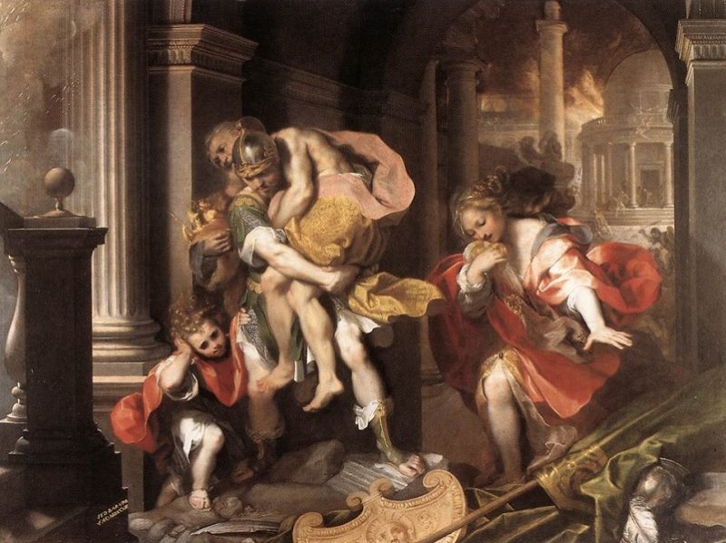 Бегство Энея из Трои. Картина 1598 г.