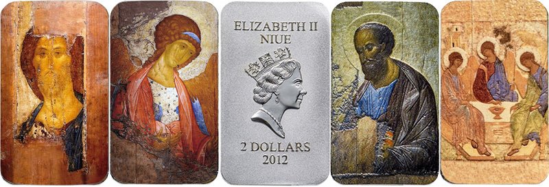 Полный комплект из четырёх монет с демонстрацией аверса