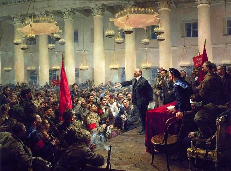Выступление Ленина на Съезде Советов в 1917 г. Картина В. Серова 1955 г.