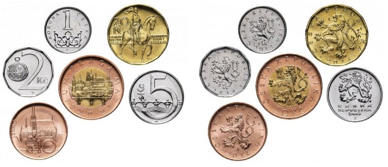 Циркуляционные чешские монеты