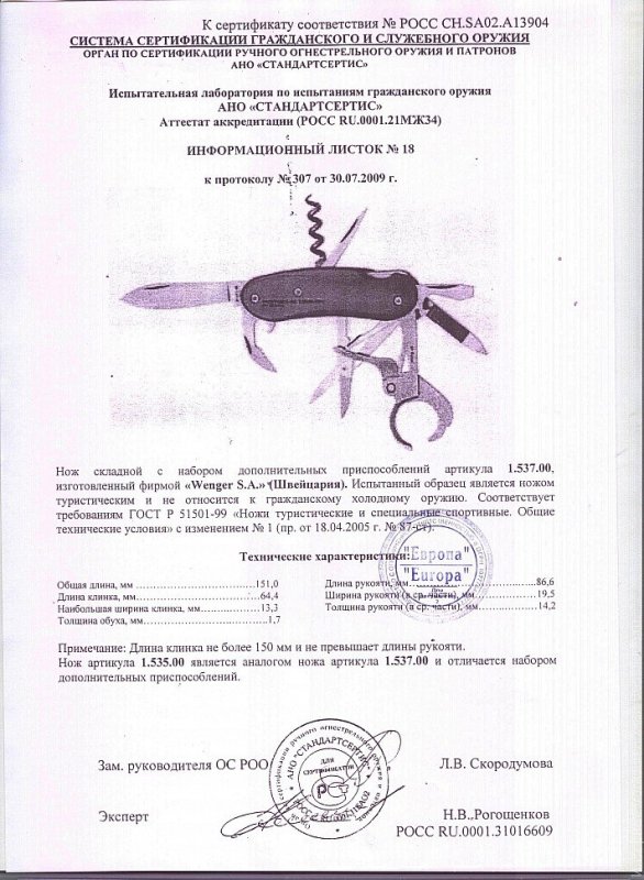 Нож складной с набором дополнительных приспособлений Wenger 1.537.00 (1.535.00)