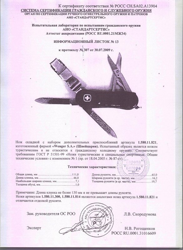Нож складной с набором дополнительных приспособлений Wenger 1.580.11.821 (1.580.11.300, 1.580.11.814)