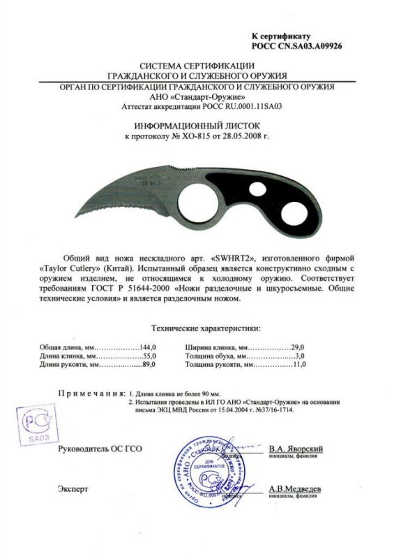 Нож нескладной Smith & Wesson SWHRT2