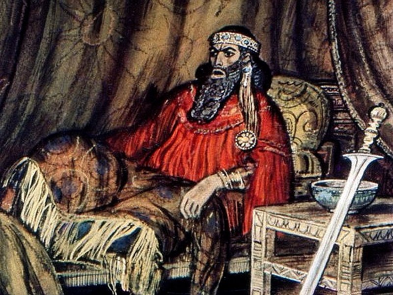 Ксеркс в палатке перед походом на Грецию. Современный рисунок