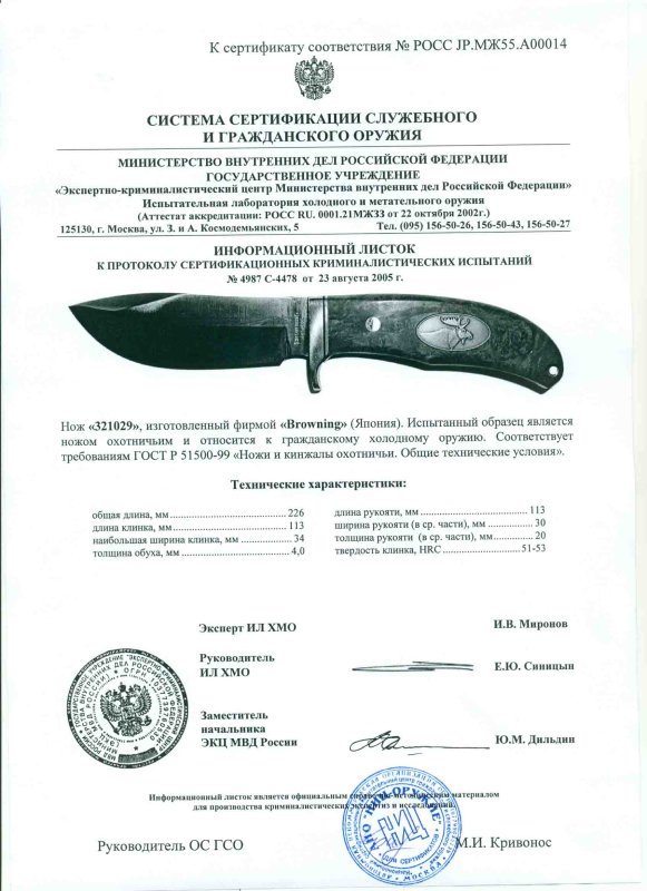 Нож нескладной Browning 321029