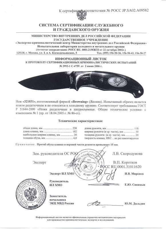 Нож Browning 321031