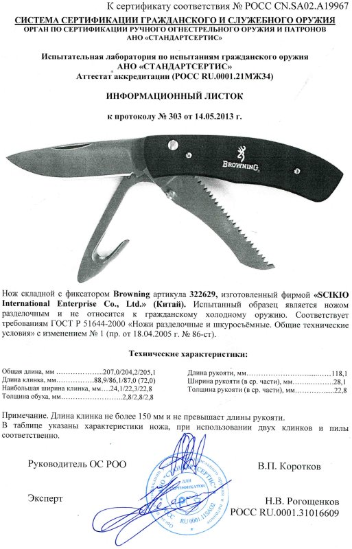 Нож складной с дополнительными предметами Browning 322629