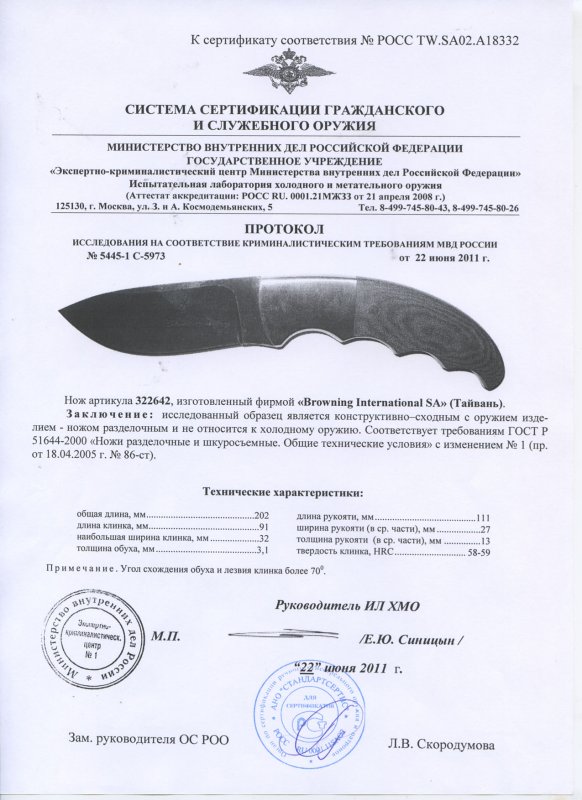 Нож нескладной Browning 322642