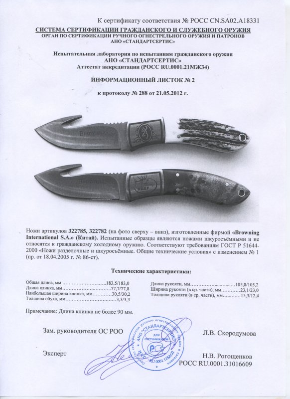 Ножи нескладные Browning 322785, 322782
