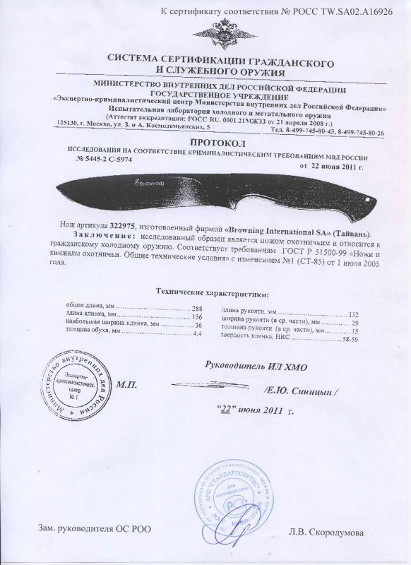 Нож нескладной Browning 322975