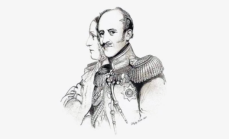 Бенкендорф с женой на рисунке 1840 г.