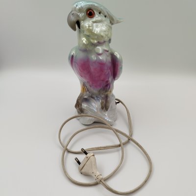 купить Лампа настольная (ночник) "Попугай какаду", фарфор, металл, стекло, Германия, 1960-1980 гг.